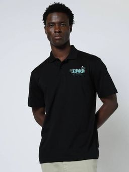 GAP - Men Black Graphic Polo T-Shirt