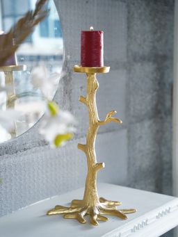 Folkstorys - Golden Shoot Metal Candleholder