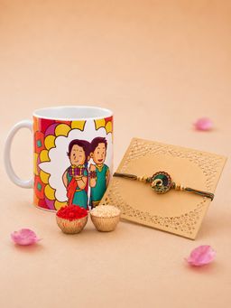 Voylla - Multi-Color Traditional Peacock Rakhi Gift Set