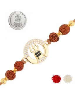 Voylla - Multi-Color Rudraksha Shubh Samriddhi Silver Coin Rakhi Gift Set