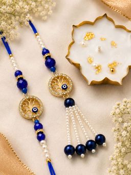 VIRAASI - Multi-Color Evil Eye Bhaiya Bhabhi Rakhi Gift Set