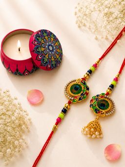 VIRAASI - Multi-Color Bhaiya Bhabhi Rakhi Gift Set