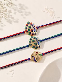 VIRAASI - Multicolor Peacock Rakhi Set of 3