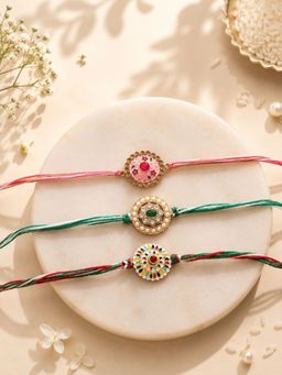 VIRAASI - Multi-Color Kundan Rakhi Gift Set