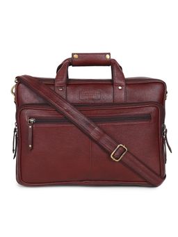 Teakwood - Unisex Brown Solid Leather Laptop Bag