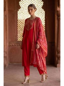Aurelia - Red Floral Printed Dupatta