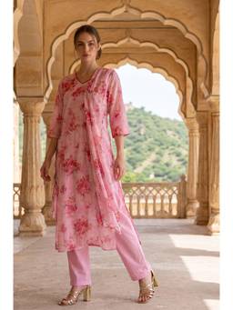 Aurelia - Pink Floral Printed Dupatta