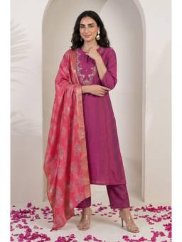 W - Pink Floral Printed Dupatta
