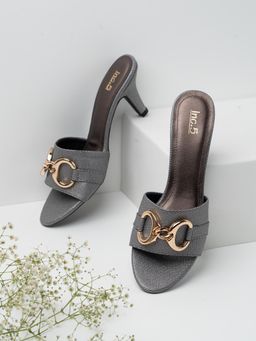 Inc.5 - Womens Grey Solid Round Toe Party Wear Heels