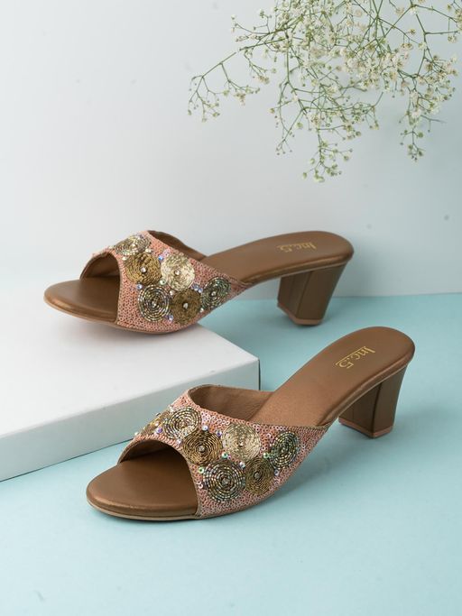 Buy Womens Pink Embellished Round Toe Ethnic Heels (EURO 36