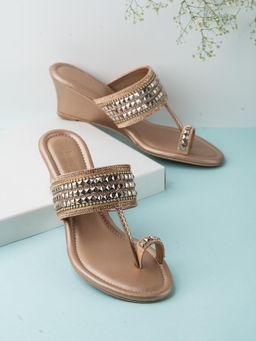 Inc.5 - Womens Rose Gold Embellished One Toe Ethnic Heels