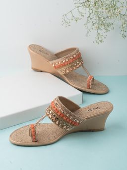 Inc.5 - Womens Rose Gold Embellished One Toe Ethnic Heels
