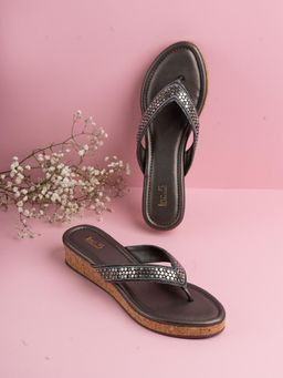 Inc.5 - Womens Grey Embellished Round Toe Ethnic Sandals