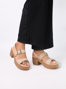 Monrow - Darya Beige Block Heels