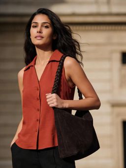 Cove and Lane - Cicilia Top in Crepes way - Brick Rust