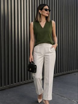 Cove and Lane - Classic Crepes way Top - Olive