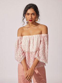 The Label Life - Off White Lace Off Shoulder Top