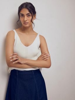 The Label Life - White Strappy Knit Top