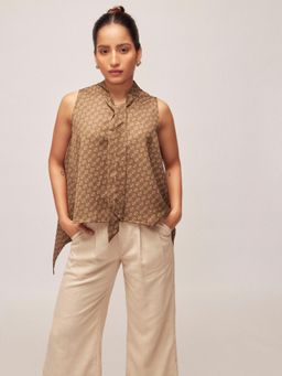 The Label Life - Coffee Key Monogram Neck Tie Top