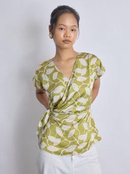 The Label Life - Lime Printed Wrap Top