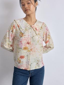 The Label Life - Spring Floral Half Collar Top