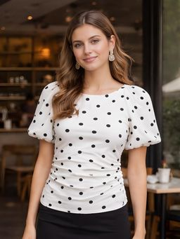 Don’t be basic - White Polka Dot Short Sleeves Top