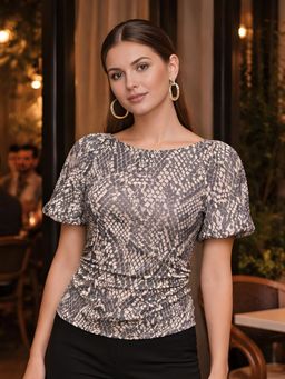 Don’t be basic - Grey Animal Print Short Sleeves Top