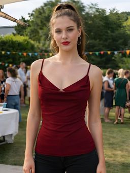 Don’t be basic - Maroon Solid Shoulder Straps Top