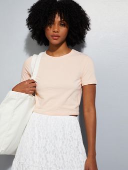max - Women Solid Crop T-shirt