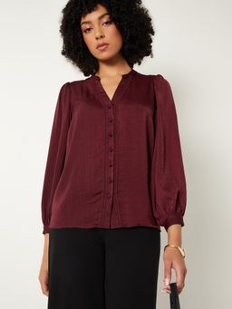 max - Women Crinkled Satin Finish Top