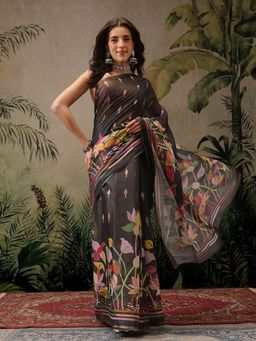 Silk Land - Digital Printed Cotton Silk Tissue Saree with Unstitched Blouse
