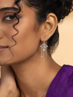 Shaya by CaratLane - Nazakat Drop Earrings in 925 Oxidised Silver