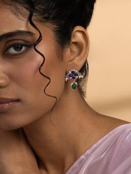 Shaya by CaratLane - Feeling Chellame Oxidised Drop Earrings in 925 Silver