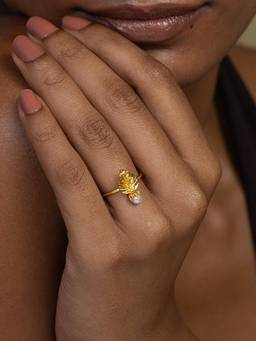 Shaya by CaratLane - Opulent Leaf Ring in Gold Plated 925 Silver