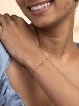Shaya by CaratLane - Link of Blossoms Bracelet in Gold Plated 925 Silver