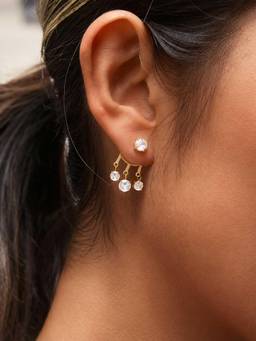 ZAISHA - Trinity Drop Earrings - 18K Gold Plated