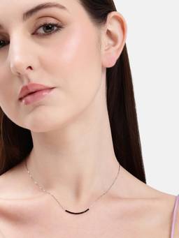 MINOUS - 925 Silver Minimal Black Bead Necklace