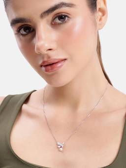 MINOUS - 925 Silver Pearl Flutter Charm Butterfly Necklace