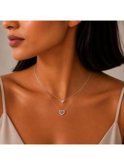MINOUS - Silver Double Layer Heart Necklace