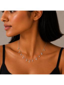 MINOUS - Silver Celestial Moon Charm Necklace