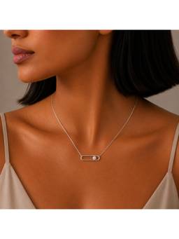 MINOUS - Silver Pearl Bar Necklace