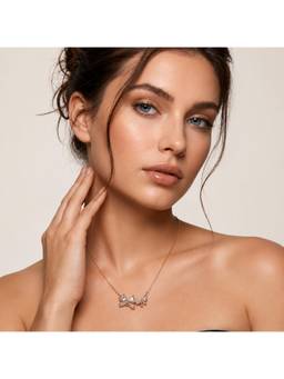 MINOUS - Silver Rose Gold Bow Heart Necklace