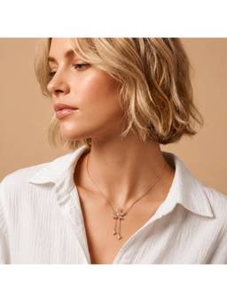 MINOUS - Silver Rose Gold Floral Drop Necklace