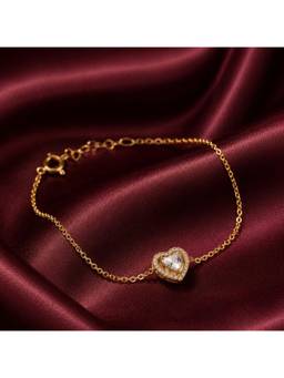 SAMIKA - 925 Sterling Silver With 22k Gold Plated Heart Solitaire Bracelet
