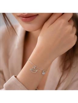 SAMIKA - 925 Sterling Silver Swan Charm Bracelet