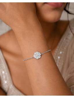 SAMIKA - 925 Sterling Silver Floral sparkle 925 sterling silver Bracelet