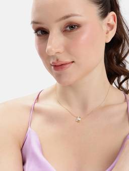 MINOUS - Silver Grace Pearl Accent Golden Necklace