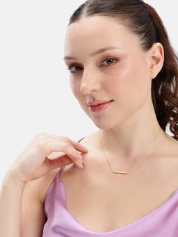 MINOUS - Silver Classic Linear Gold Diamond Necklace