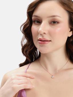 MINOUS - Silver Solitaire Rose gold Platted Necklace
