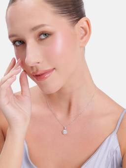 MINOUS - 925 Silver Radiant Circle Diamond Look Necklace
